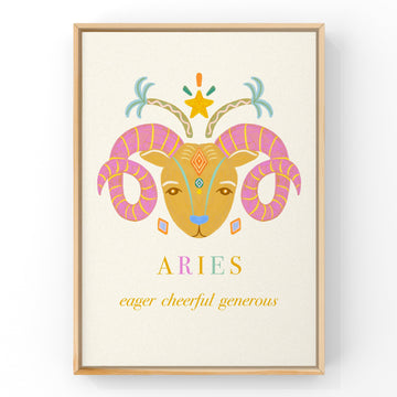 ARIES Pastel Star Sign by Little Peach & Pip | Art Print Art Prints Little Peach + Pip 