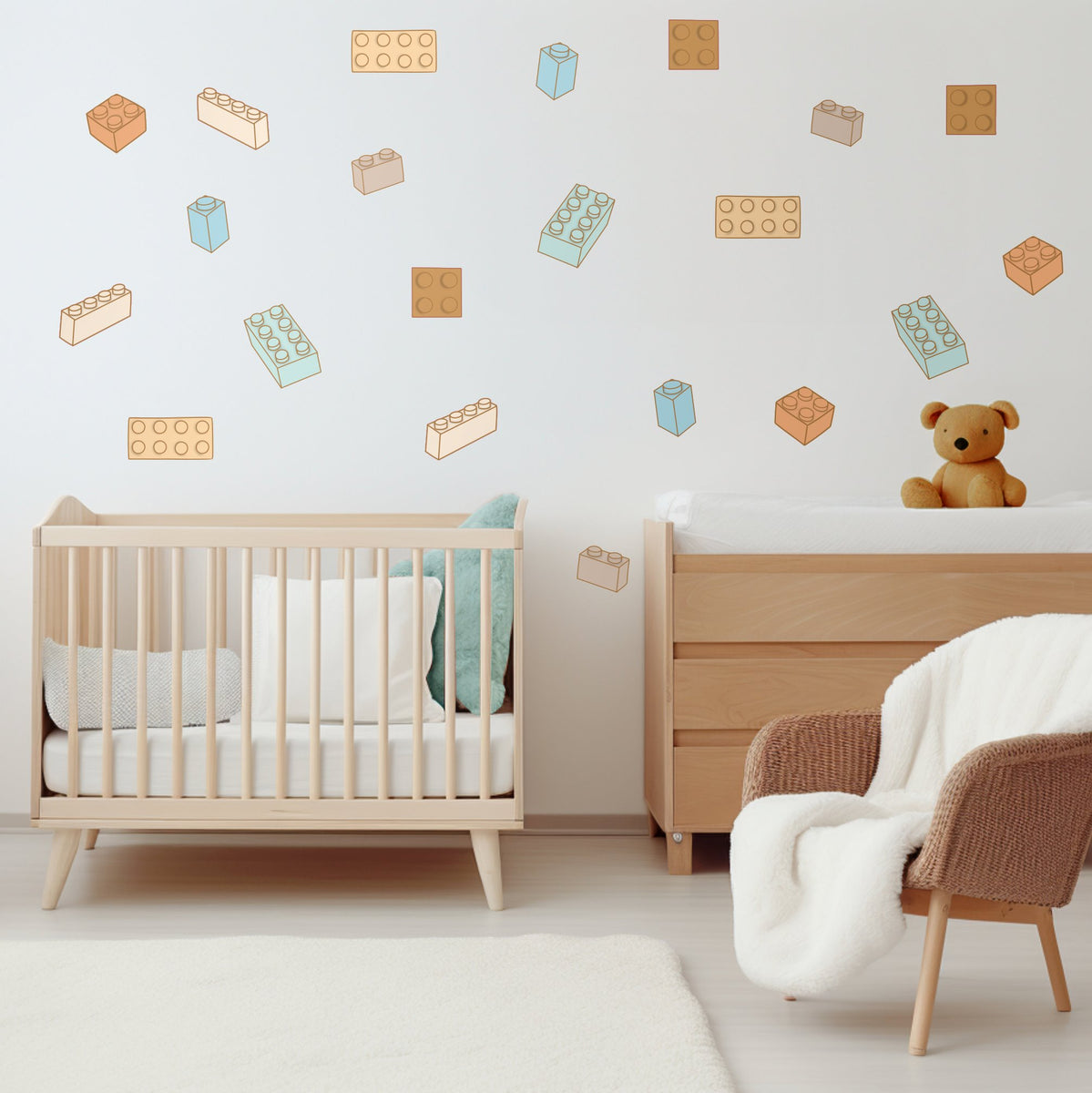 Blocks Wall Decals Blond + Noir