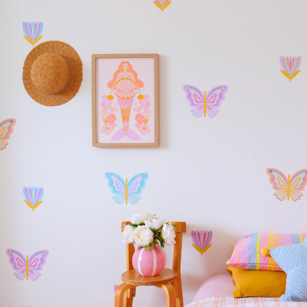 Butterfly & Flower by Little Peach & Pip | Wall Decals Wall Decals Little Peach + Pip 