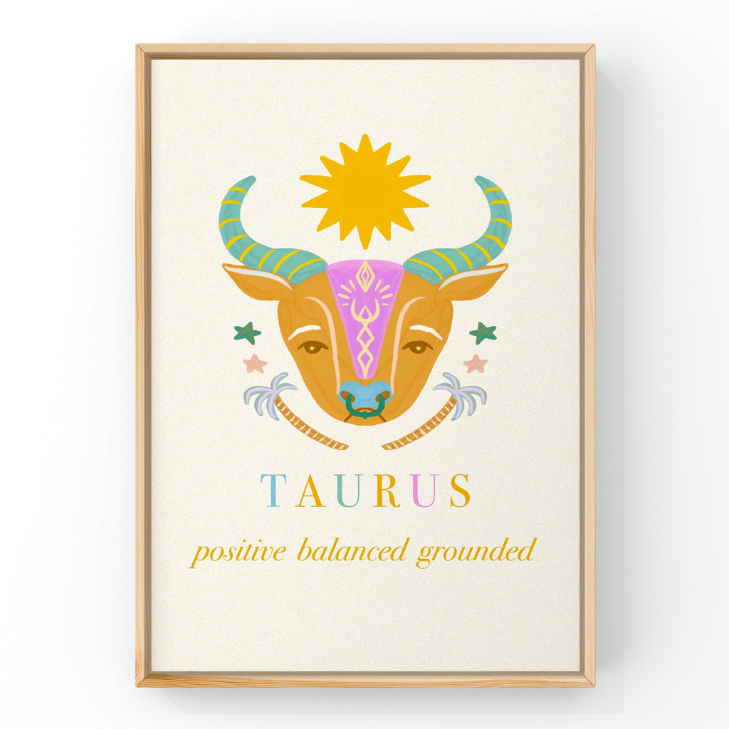 TAURUS Pastel Star Sign by Little Peach & Pip | Art Print Art Prints Little Peach + Pip 