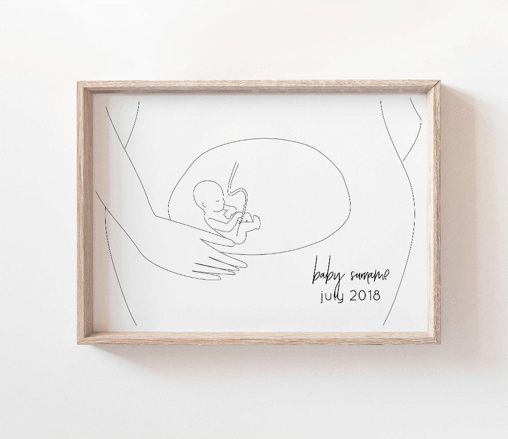 First Trimester Zero Print | Pregnancy Announcement Print Birth Print Blond + Noir 
