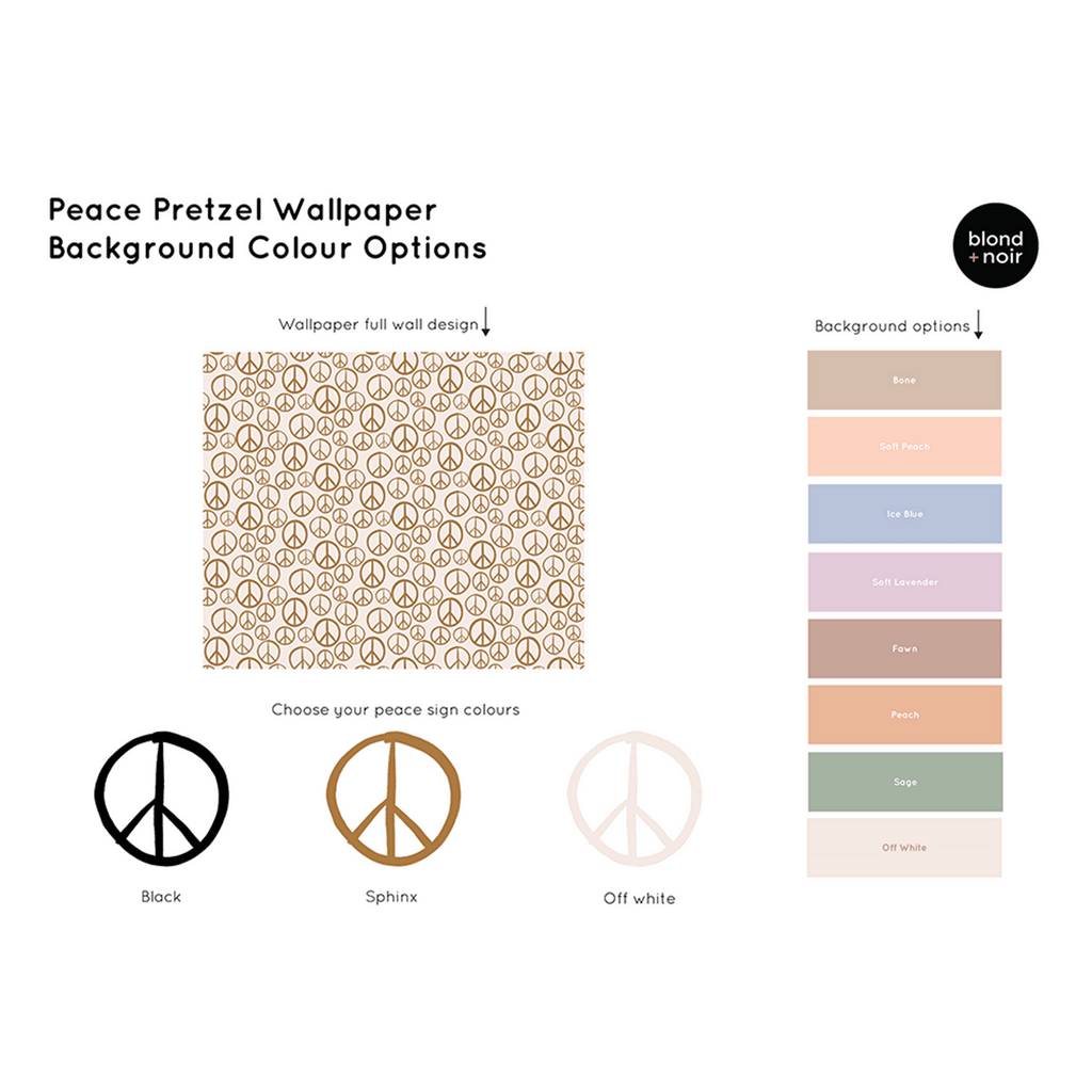 Peace Pretzel: Full & Half Walls | Removable PhotoTex Wallpaper Wallpaper Blond + Noir 