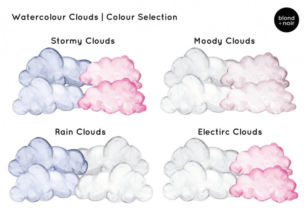 Watercolour Clouds | Removable Fabric Wall Decals Wall Decals Blond + Noir 