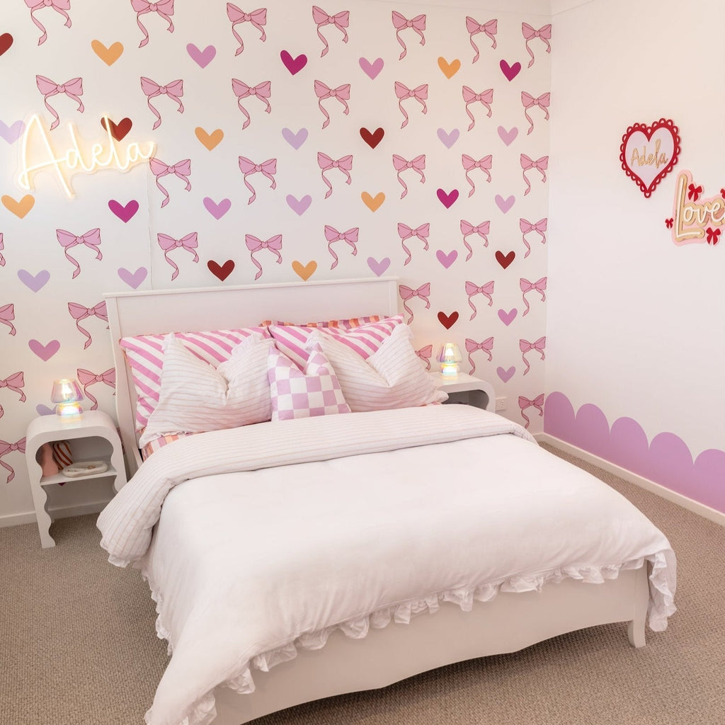 Bows & Hearts | Create a Dreamy Kids Room with Wall Decals, A Magical Wallpaper Alternative
