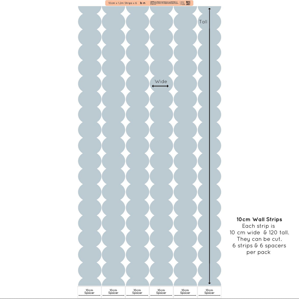 10cm Bubble Half Wall Strips | Wall Decals | Wallpaper Look Wallpaper Blond + Noir 