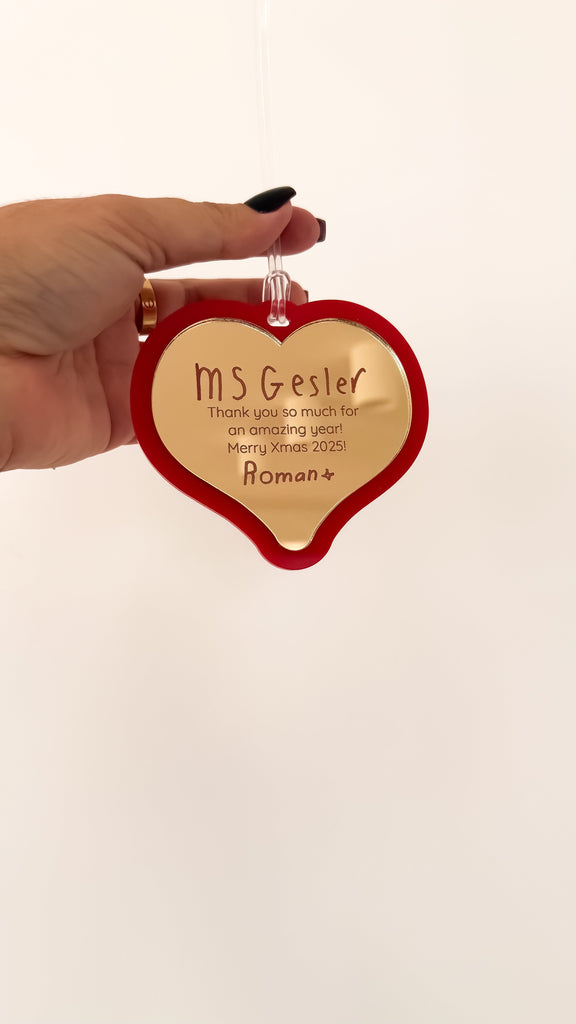 2025 Gifting Heart | Custom Christmas Decoration | Teacher Gift Acrylic Name Letterly Australia 