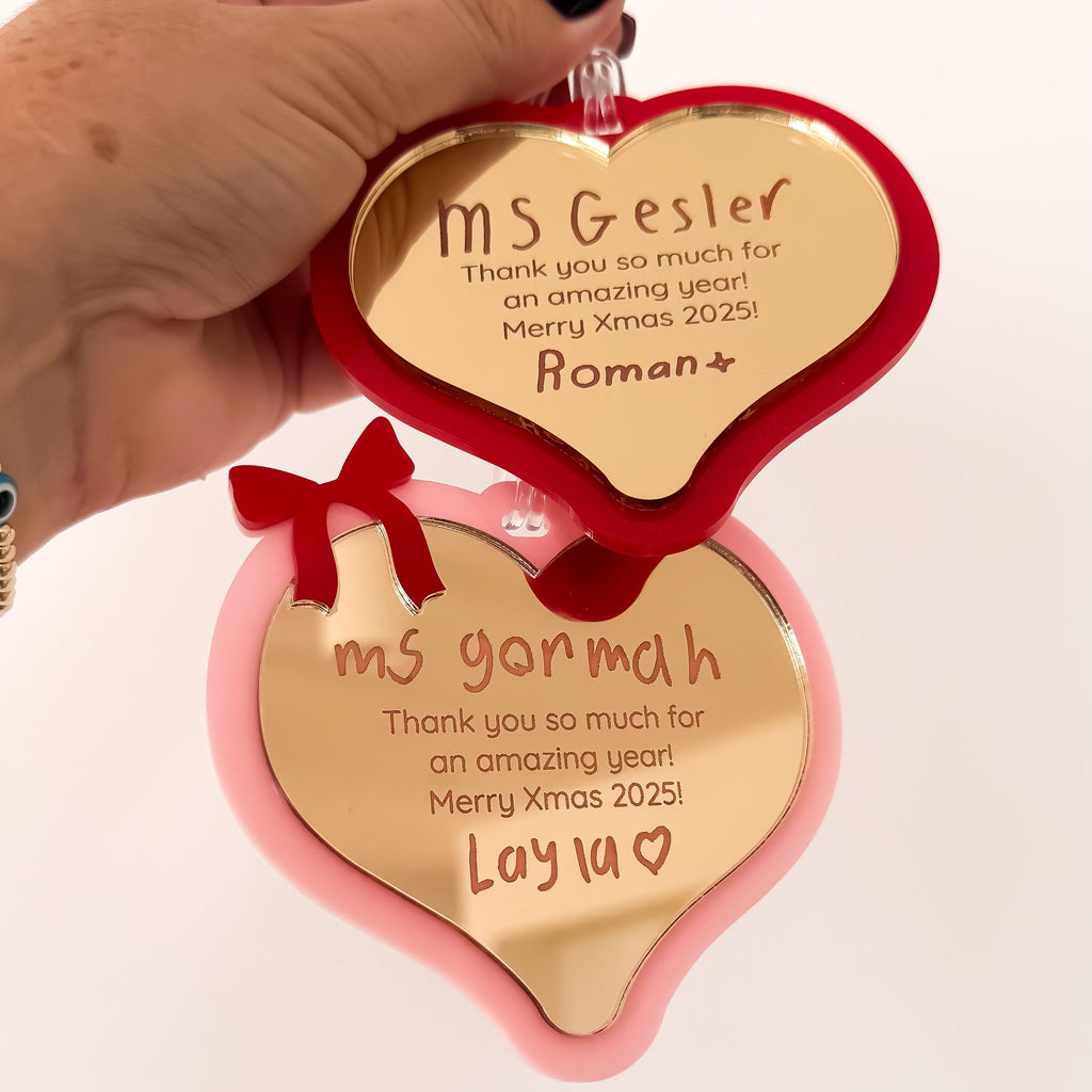 2025 Gifting Heart | Custom Christmas Decoration | Teacher Gift Acrylic Name Letterly Australia 