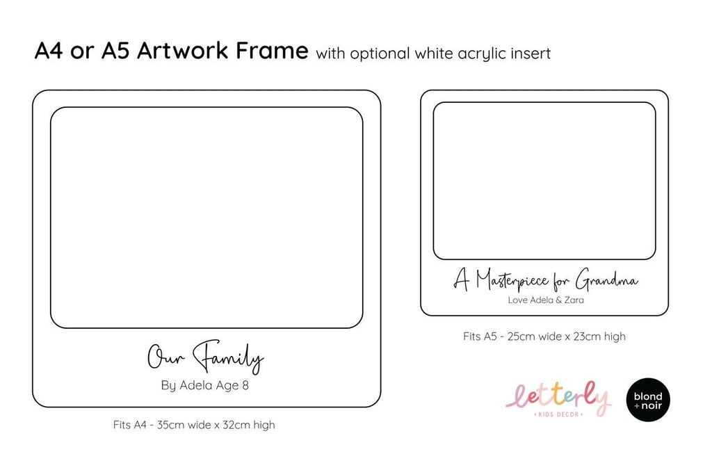 A4 Mother's Day Art Display Frame Acrylic Name Letterly Australia 