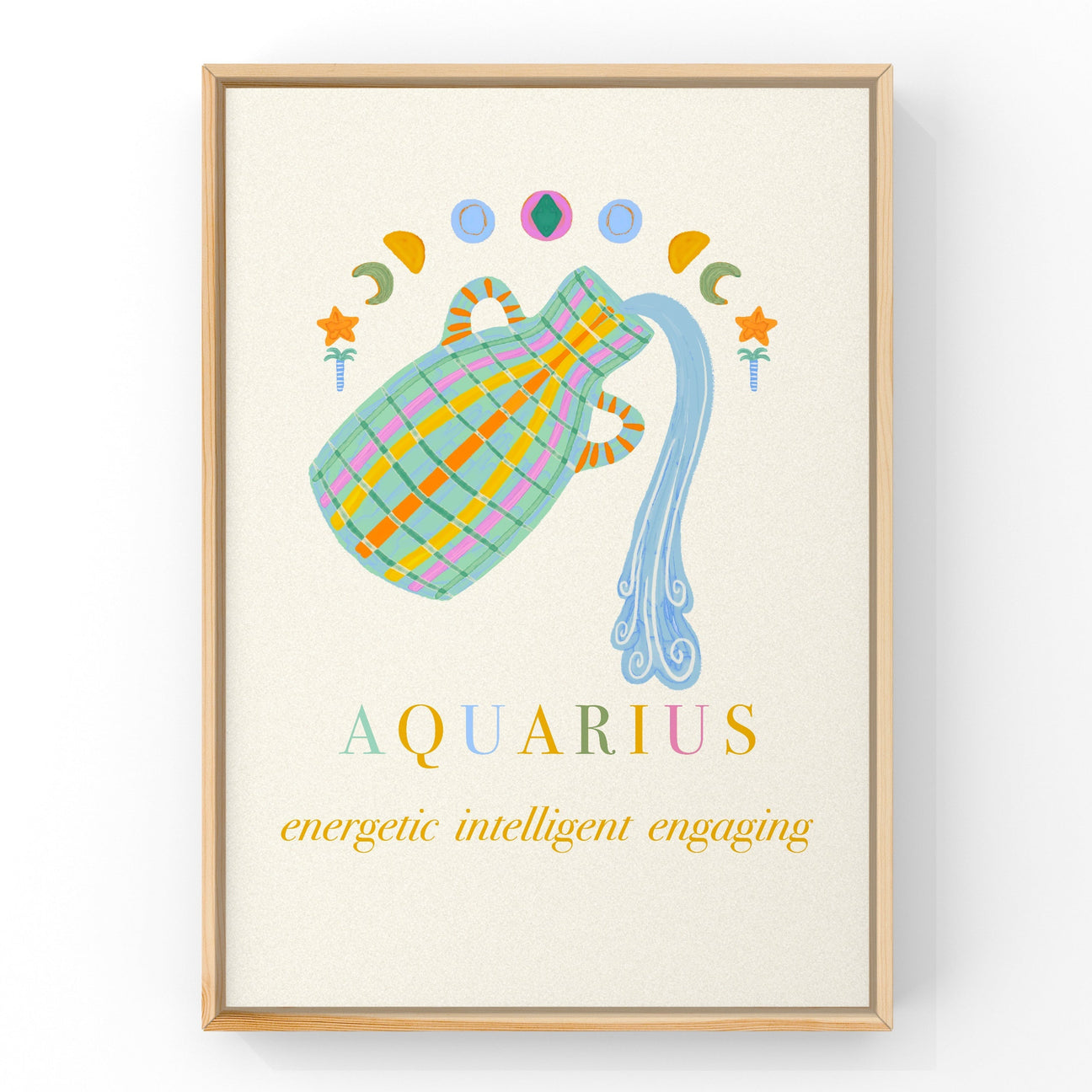 AQUARIUS Pastel Star Sign by Little Peach & Pip | Art Print Art Prints Little Peach + Pip 