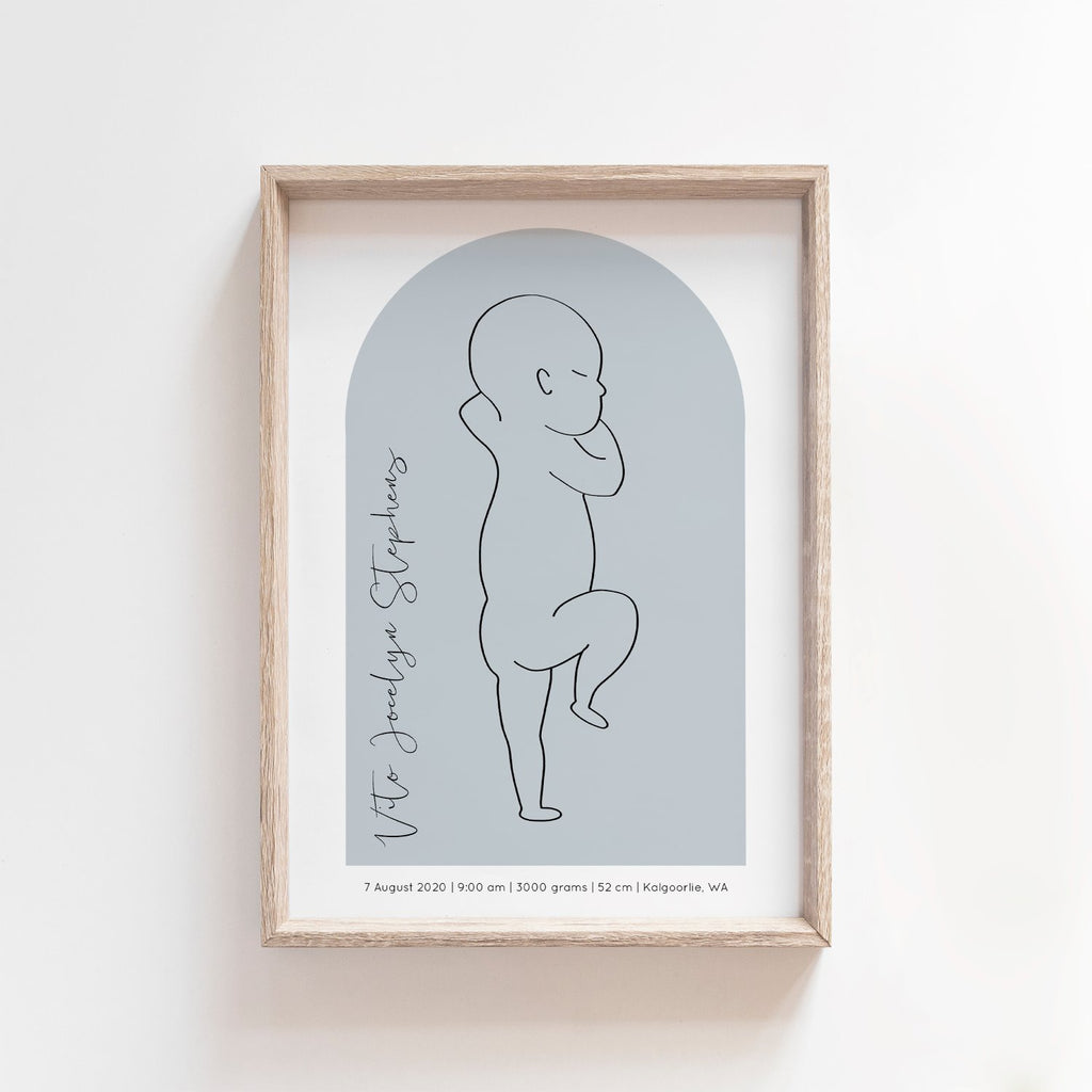 Arch Zero Print | 1:1 Birth Print | Digital File Birth Print Blond + Noir 