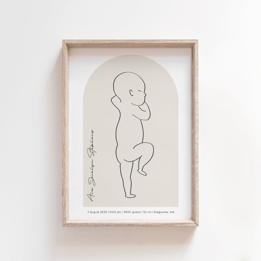 Arch Zero Print | 1:1 Birth Print | Digital File Birth Print Blond + Noir 