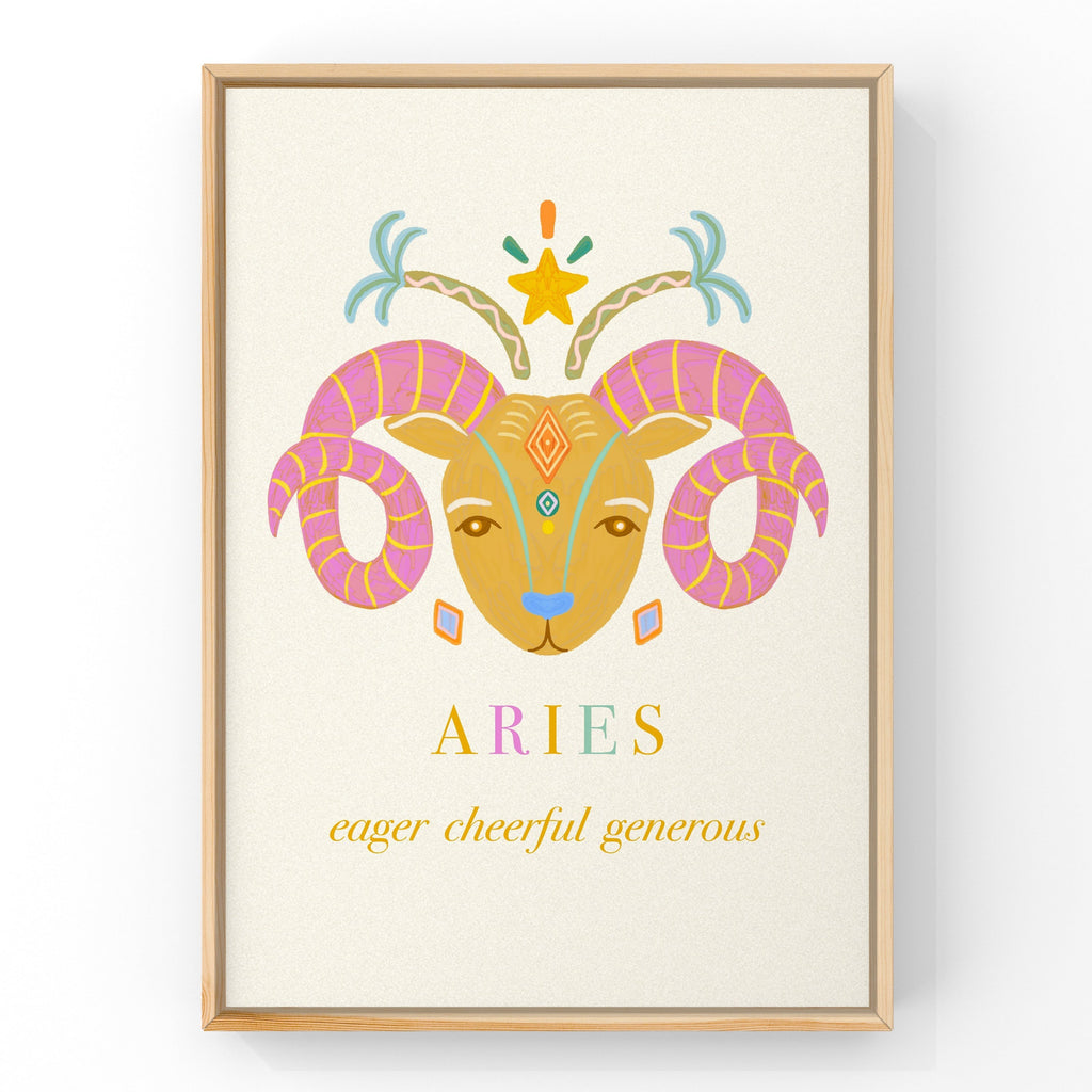 ARIES Pastel Star Sign by Little Peach & Pip | Art Print Art Prints Little Peach + Pip 