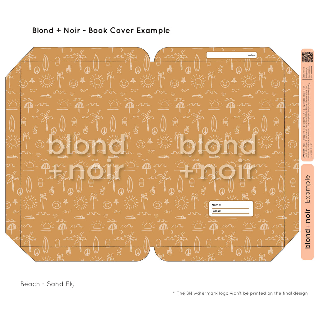 Beach | Pre-cut Book Covers | Customisable Back to School Supplies Back to school Blond + Noir 