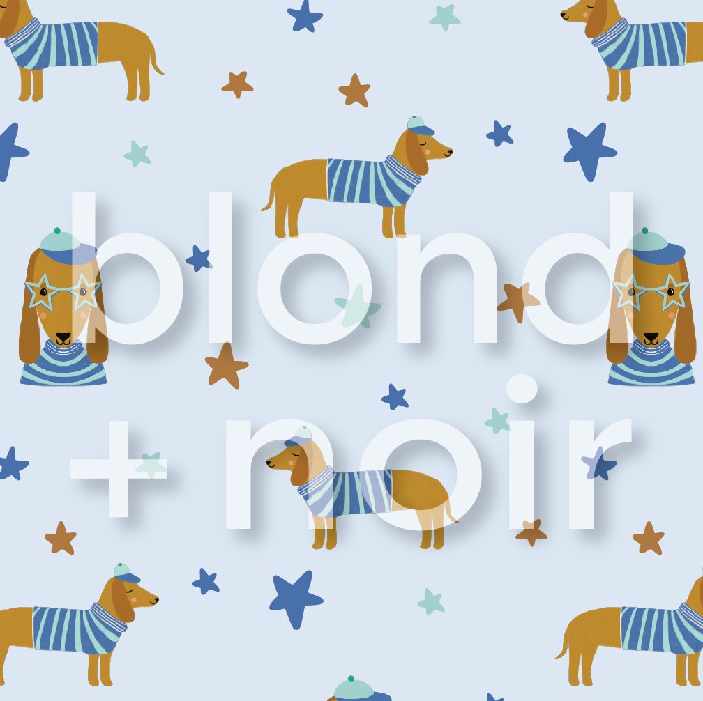 Benji Sausage Dog | Dachshund Full & Half Wall Wallpaper Wallpaper Blond + Noir 
