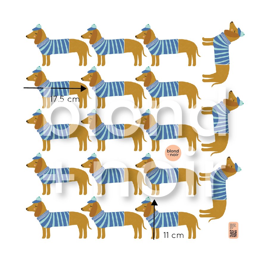 Benji Sausage Dog | Dachshund Wall Decals Wall Decals Blond + Noir 