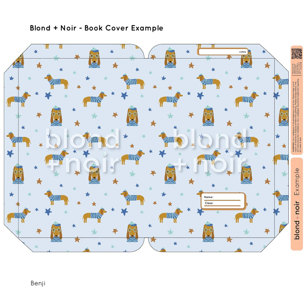 Benji Sausage Dog | Pre-cut Book Covers | Customisable Back to School Supplies Back to school Blond + Noir 