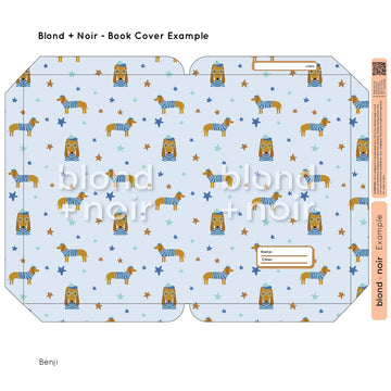 Benji Sausage Dog | Pre-cut Book Covers | Customisable Back to School Supplies Back to school Blond + Noir 