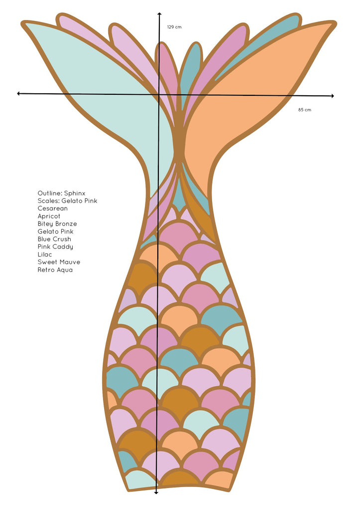 Big Mermaid Tail | Wall Decals Wall Decals Blond + Noir 