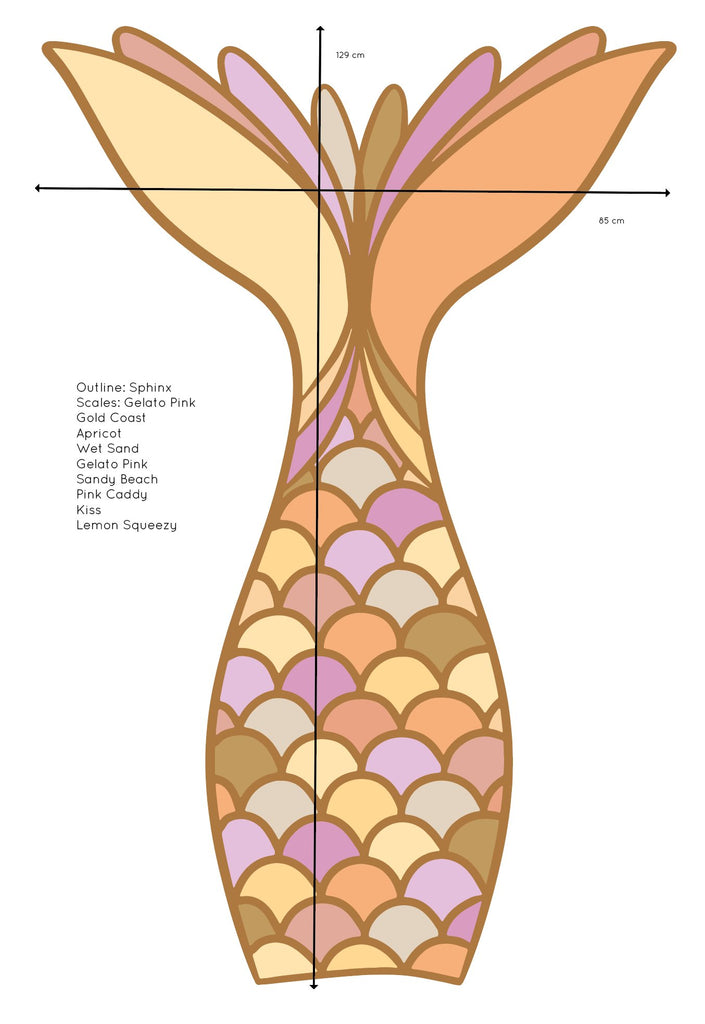 Big Mermaid Tail | Wall Decals Wall Decals Blond + Noir 