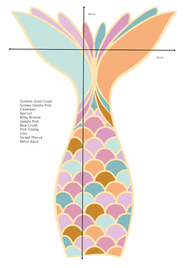 Big Mermaid Tail | Wall Decals Wall Decals Blond + Noir 