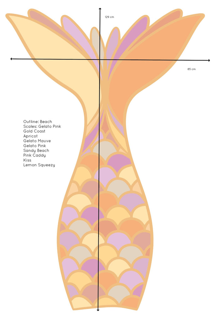 Big Mermaid Tail | Wall Decals Wall Decals Blond + Noir 