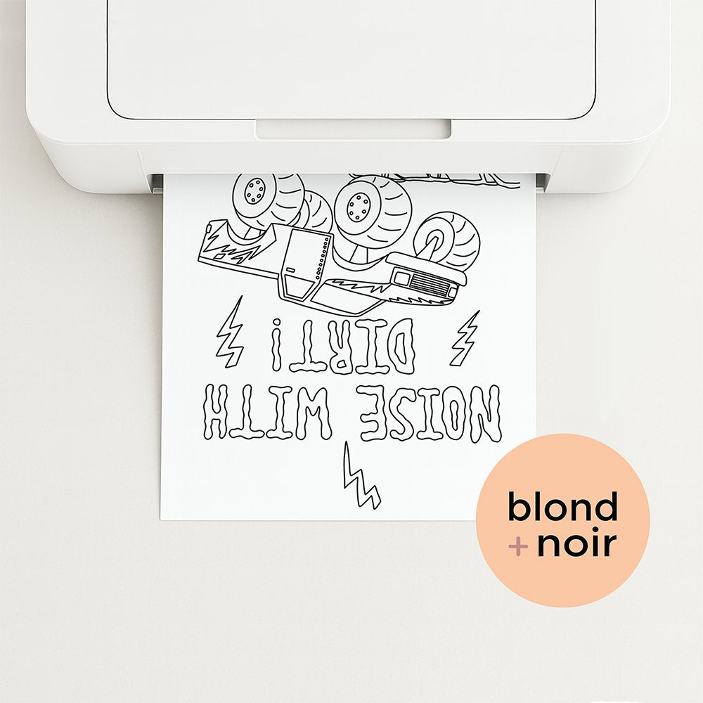 Big Truck Colouring Page – “Noise with Dirt!” – Free Download Blond + Noir 