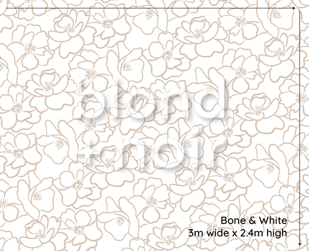 Bloom | Peony Full & Half Wall Wallpaper Wallpaper Blond + Noir 