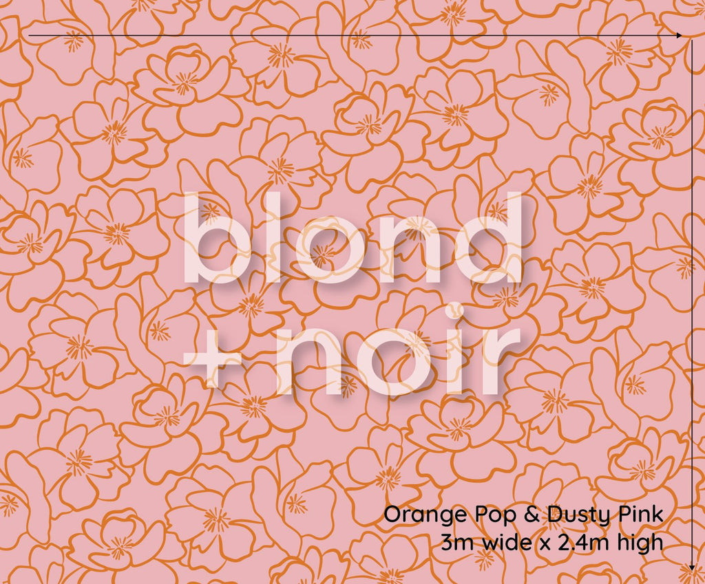 Bloom | Peony Full & Half Wall Wallpaper Wallpaper Blond + Noir 