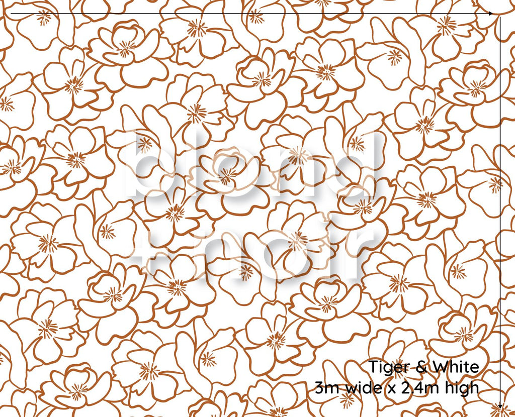 Bloom | Peony Full & Half Wall Wallpaper Wallpaper Blond + Noir 