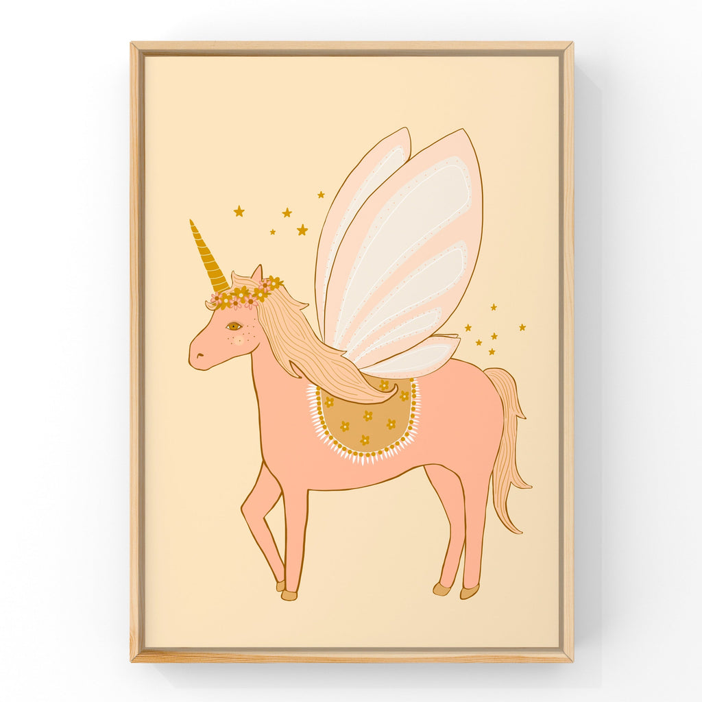 Blossom the Unicorn (Pink) by Little Peach & Pip | Art Print Art Prints Little Peach + Pip 