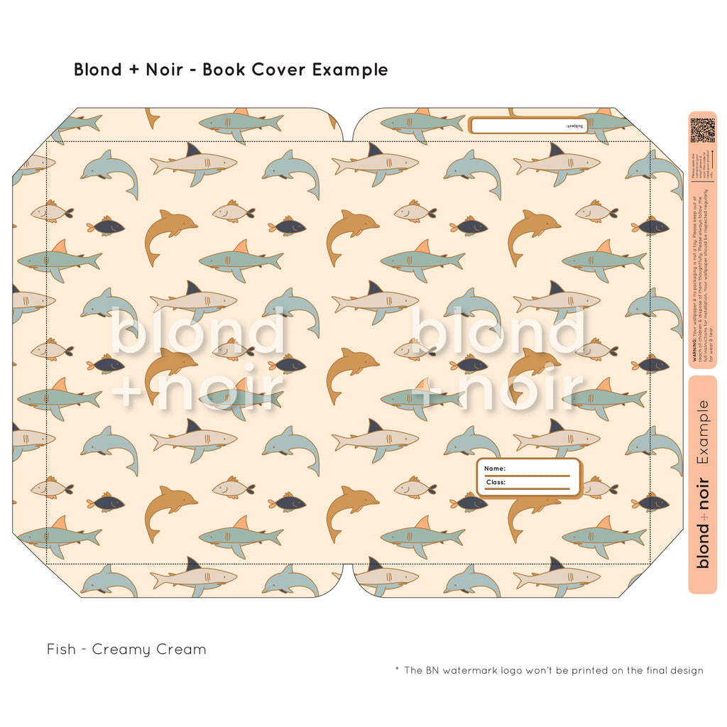 Blue Fish | Pre-cut Book Covers | Customisable Back to School Supplies Back to school Blond + Noir 