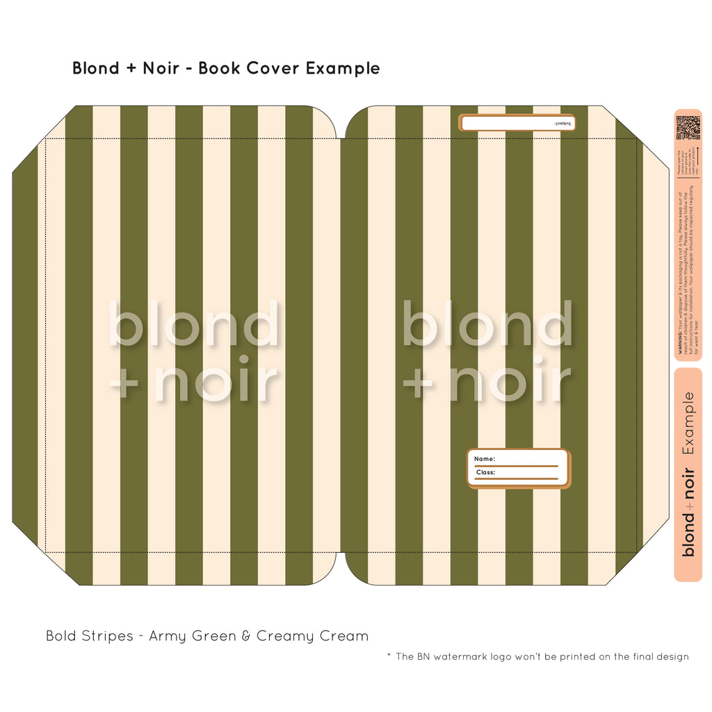 Bold Stripes | Pre-cut Book Covers | Customisable Back to School Supplies Back to school Blond + Noir 