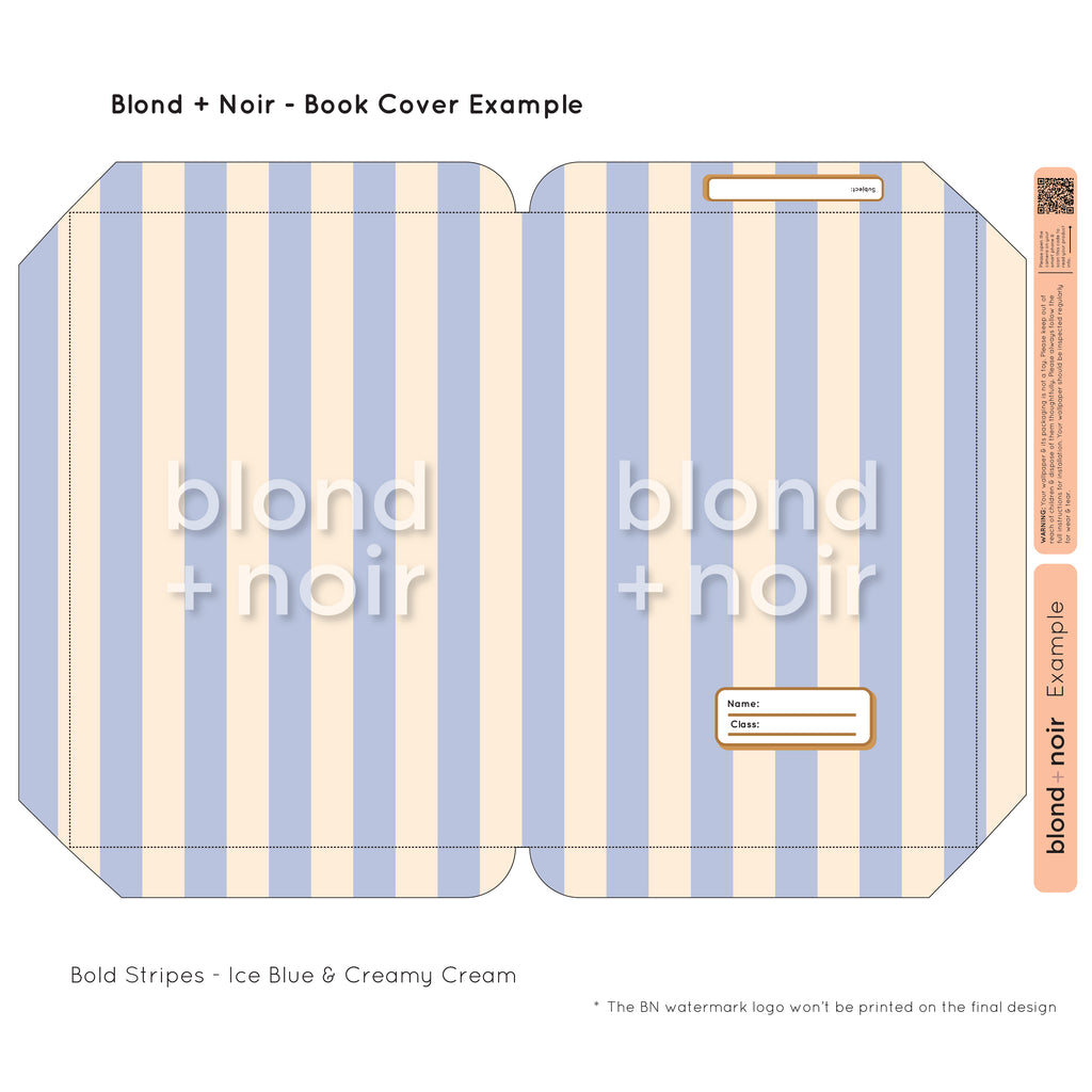 Bold Stripes | Pre-cut Book Covers | Customisable Back to School Supplies Back to school Blond + Noir 