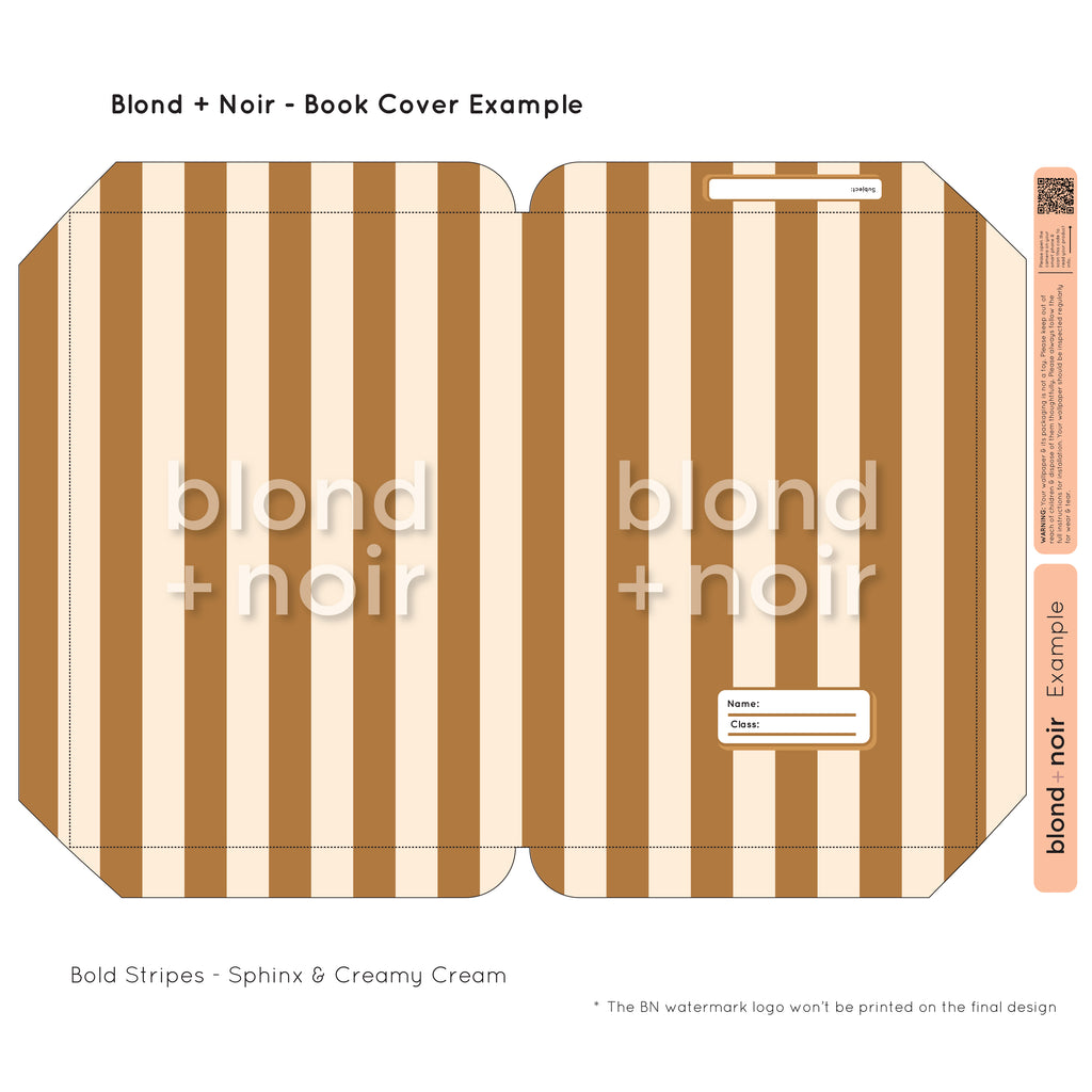Bold Stripes | Pre-cut Book Covers | Customisable Back to School Supplies Back to school Blond + Noir 
