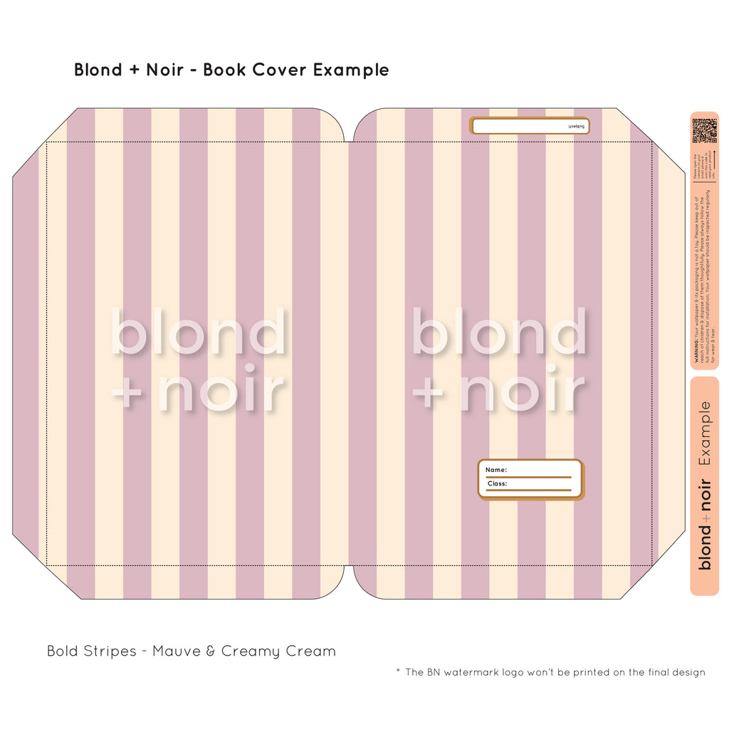 Bold Stripes | Pre-cut Book Covers | Customisable Back to School Supplies Back to school Blond + Noir 