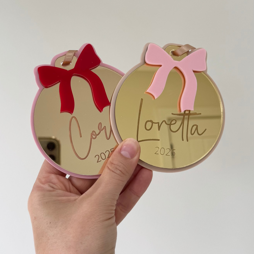 Bow Bauble | Custom Christmas Decoration Acrylic Name Letterly Australia 