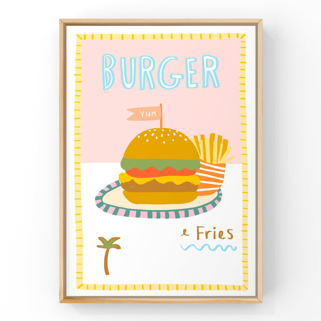 Burger & Fries by Little Peach & Pip | Art Print Art Prints Little Peach + Pip 