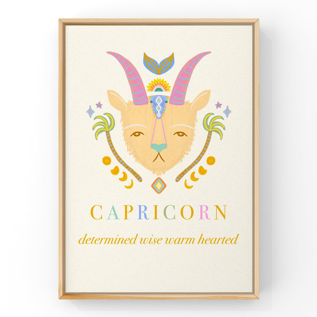 CAPRICORN Pastel Star Sign by Little Peach & Pip | Art Print Art Prints Little Peach + Pip 