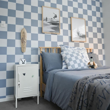 Checkers | Full & Half Wall Wallpaper Wallpaper Blond + Noir 