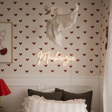 Chloe's Vintage Hearts | Full & Half Wall Wallpaper Wallpaper Blond + Noir 