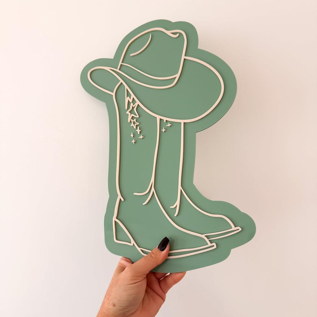 Cowboy Hat & Boots Acrylic Decal Acrylic Name Letterly Australia 