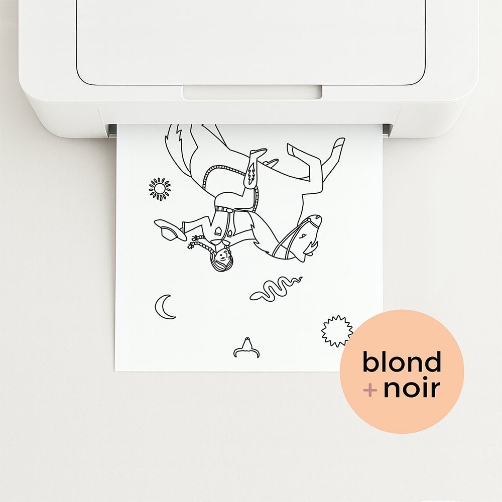 Cowgirl Colouring Page – Free Printable for Kids Blond + Noir 