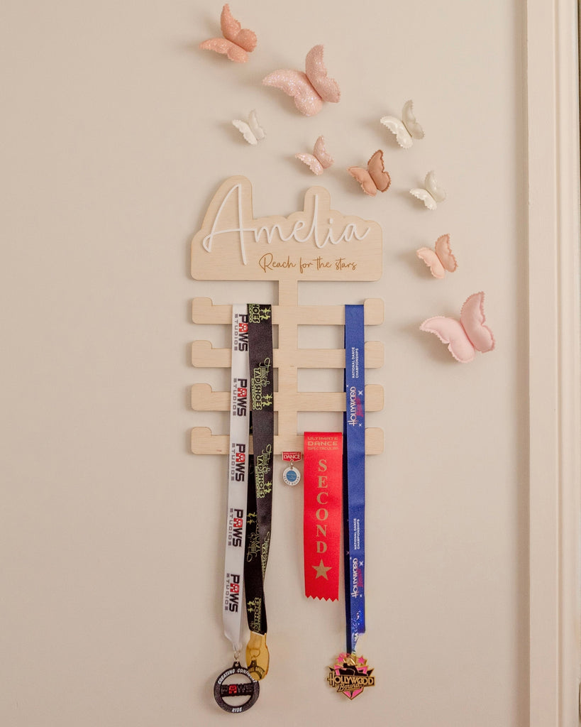 Custom Personalised Medal or Ribbon Holder Acrylic Name Letterly Australia 