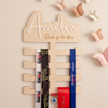 Custom Personalised Medal or Ribbon Holder Acrylic Name Letterly Australia 