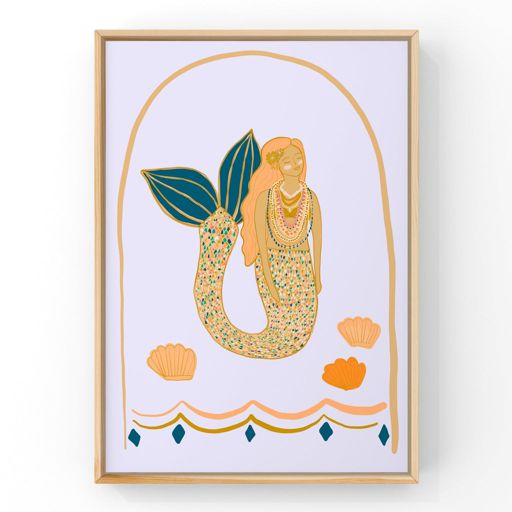 Dark Teal Mermaid (Soft Lilac) by Little Peach & Pip | Art Print Art Prints Little Peach + Pip 