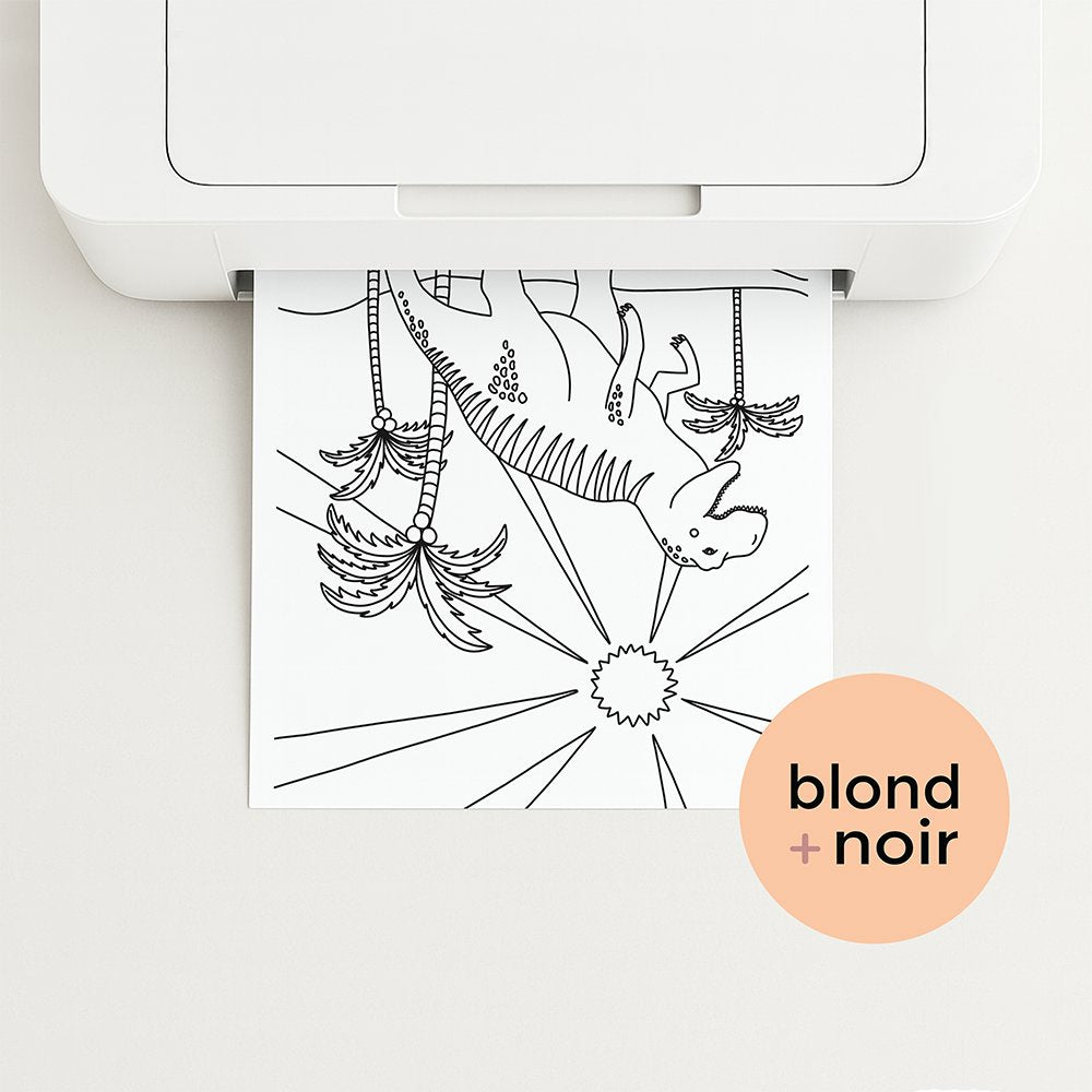 Dinosaur Colouring Page – Free Printable for Kids Blond + Noir 
