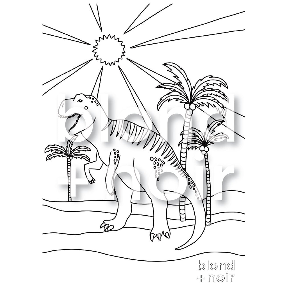 Dinosaur Colouring Page – Free Printable for Kids Blond + Noir 