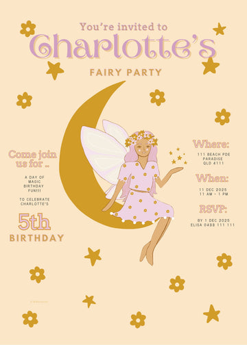 Fairy | Downloadable Party Invitation Kids Party Blond + Noir 