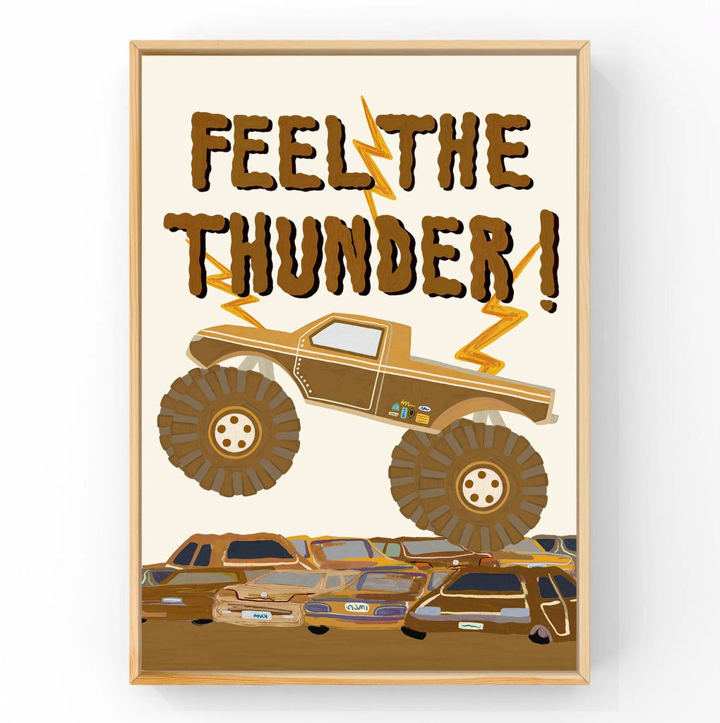 Feel the Thunder! - Neutral | Big Truck Kids Art Print Art Prints Little Peach + Pip 