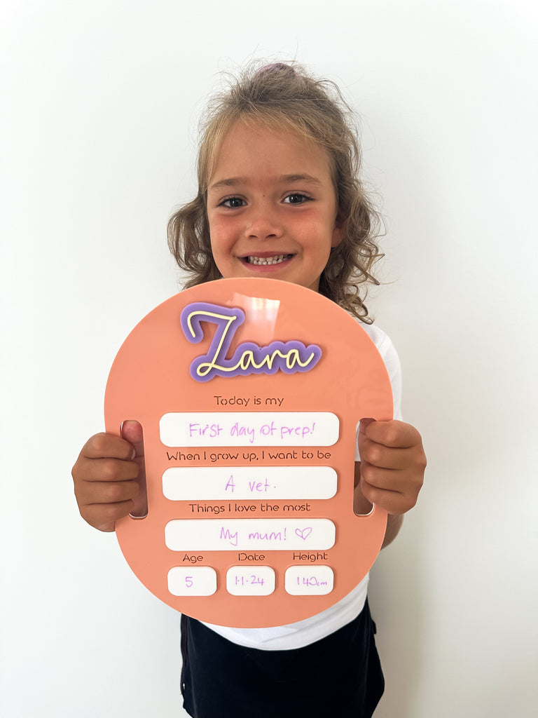 First day | Last day | Birthday Board | Custom Milestone Board Acrylic Name Letterly Australia 